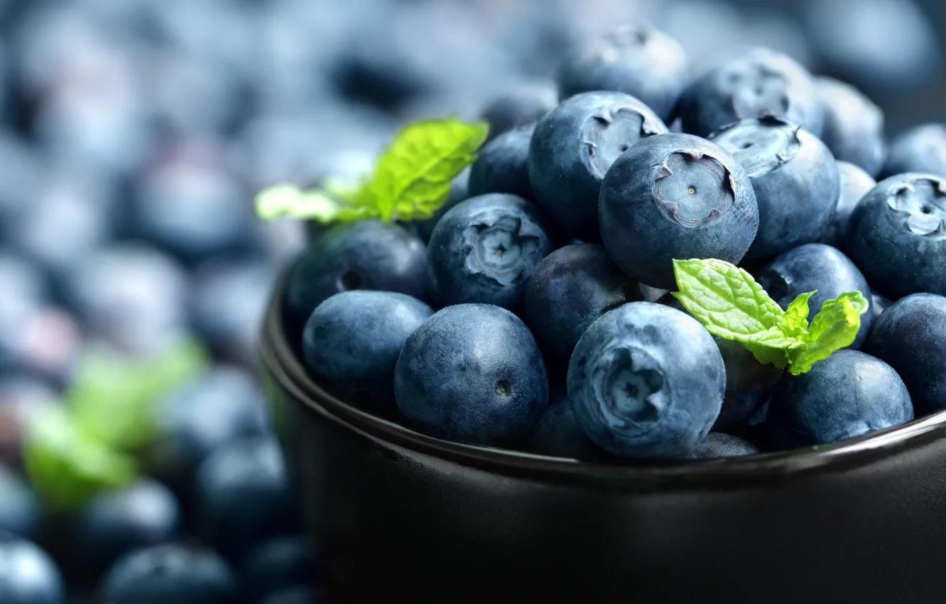 Photo wallpaper berries, blueberries, bowl, fresh, blueberry, blueberries, berries