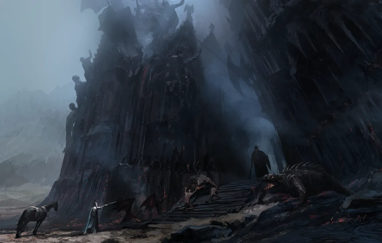 Photo wallpaper Angband, Silmarillion, Tolkien, Fingolfin vs Morgoth