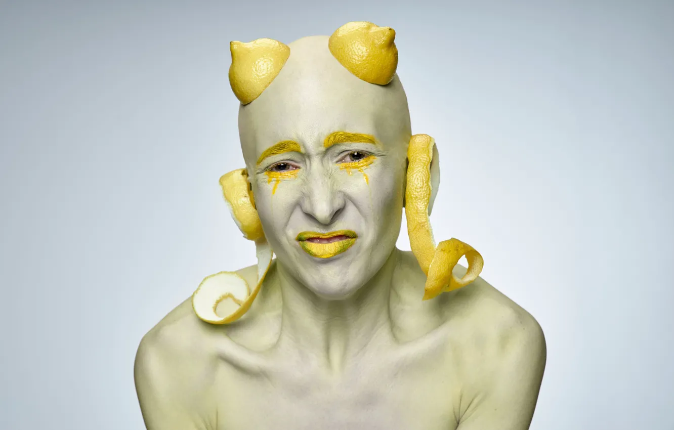 Photo wallpaper face, lemon, art, grimace, makeup, ( ͡° ͜ʖ ͡°), \_(Sport)_/