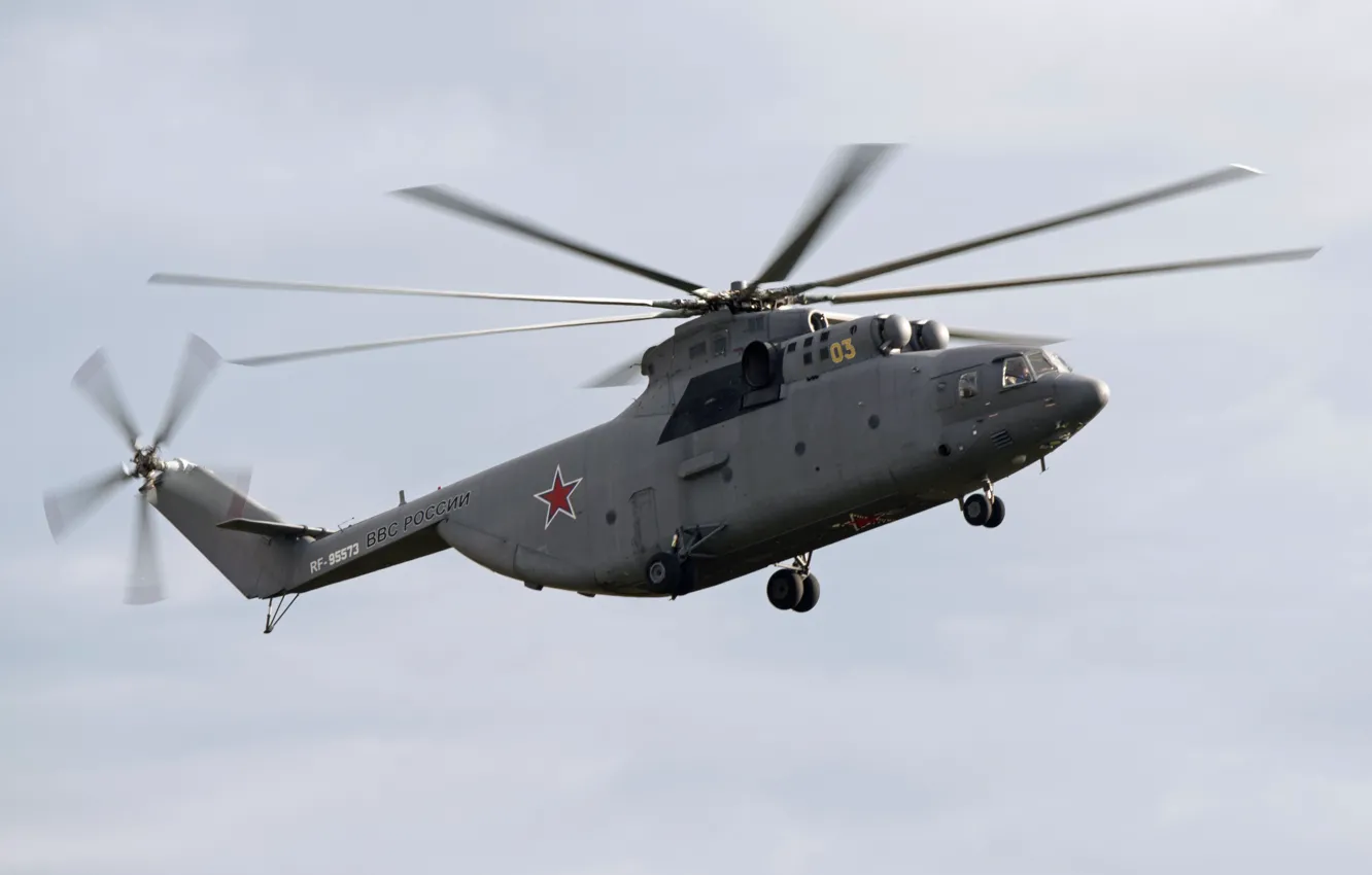 Photo wallpaper helicopter, heavy, Mi-26, troop