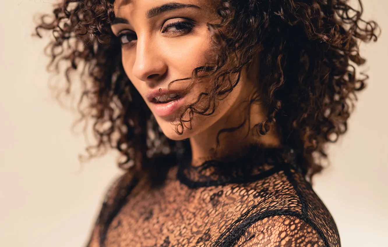 Photo wallpaper girl, eyes, smile, beautiful, model, lips, face, hair