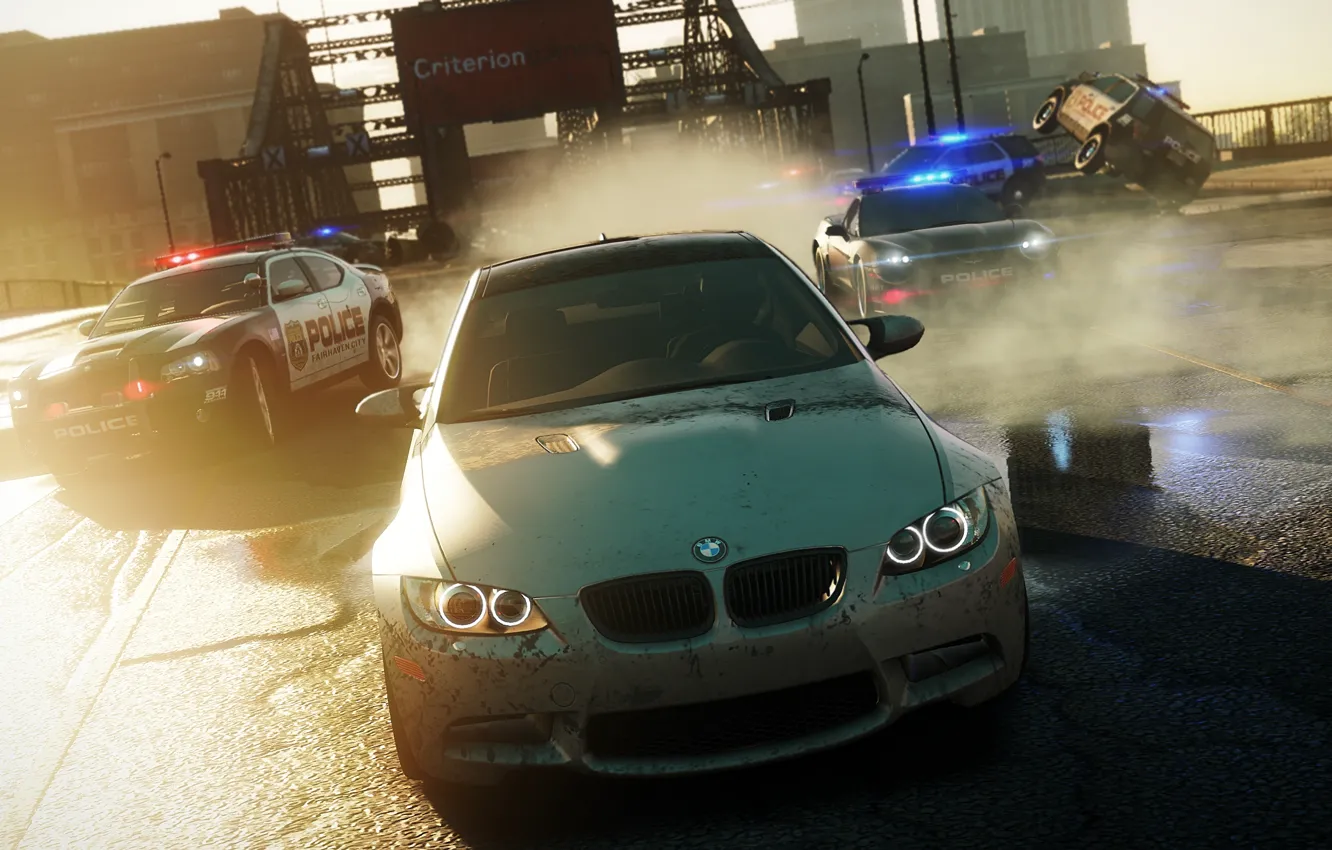 Photo wallpaper road, police, BMW, NFS Most Wanted 2012