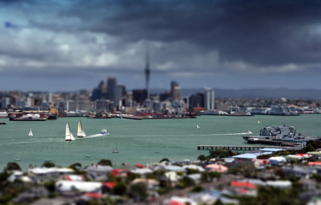 Photo wallpaper the city, focus, Yachts