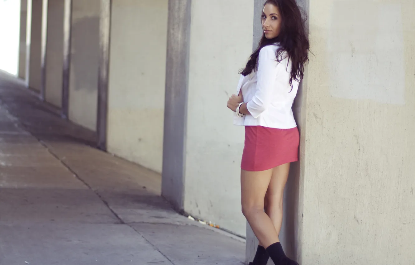 Photo wallpaper girl, sexy, skirt, brunette, legs, beauty, Chelsea Fox