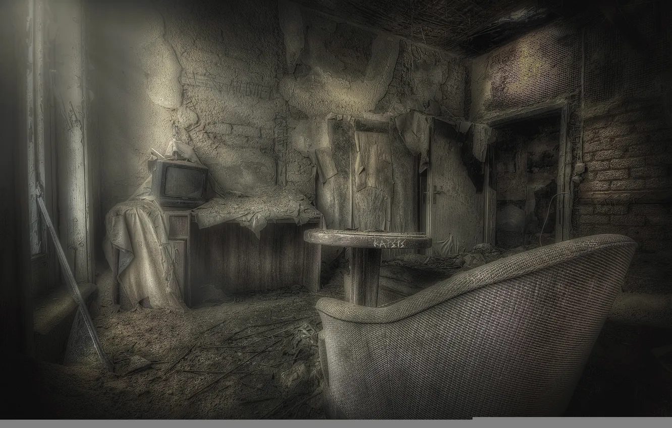 Photo wallpaper room, chair, TV