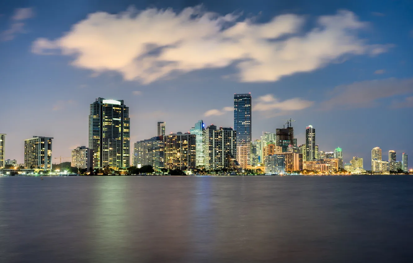 Photo wallpaper lights, Miami, the evening, FL, Miami, Florida, vice city