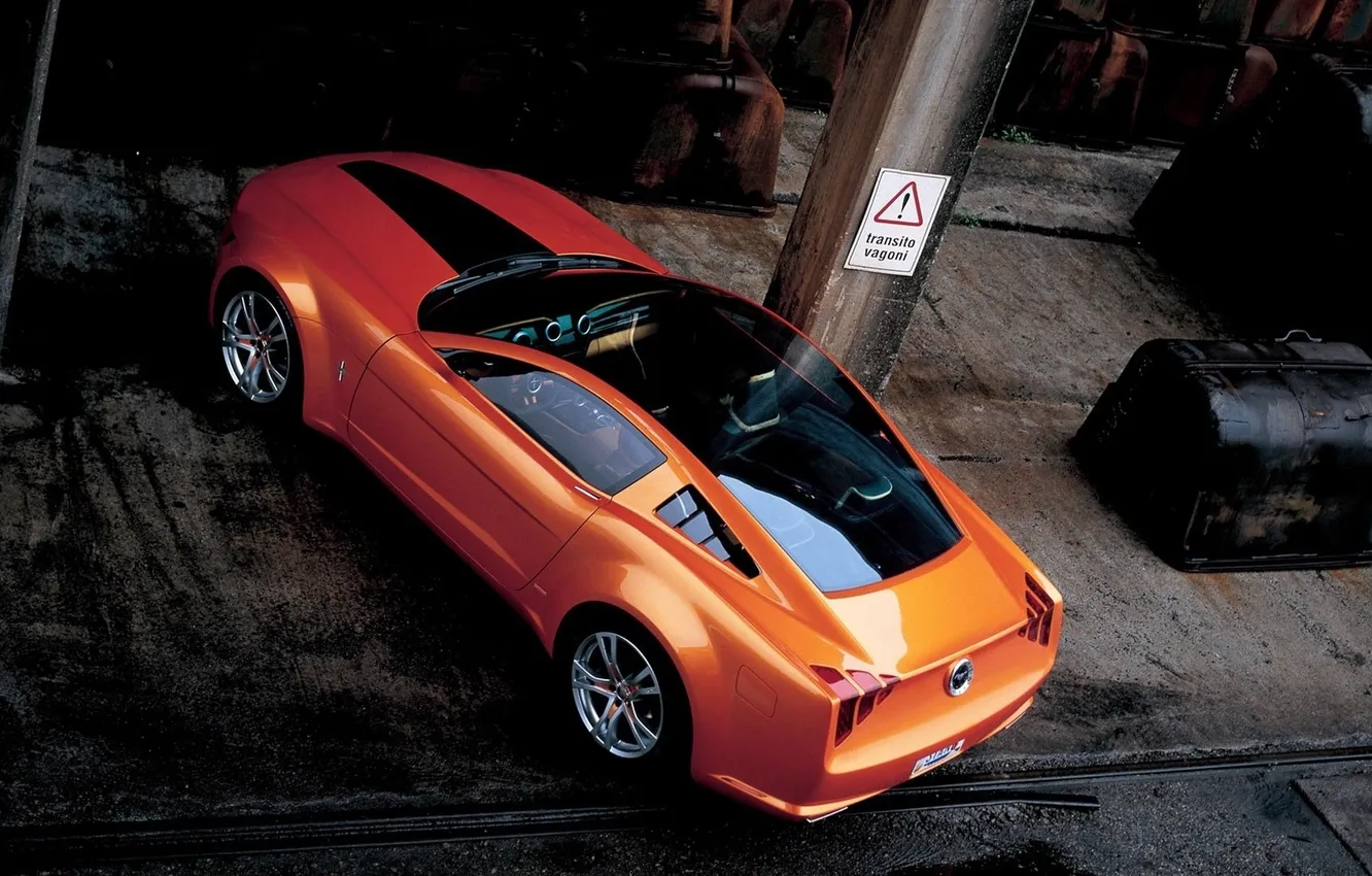 Photo wallpaper machine, orange, view, top