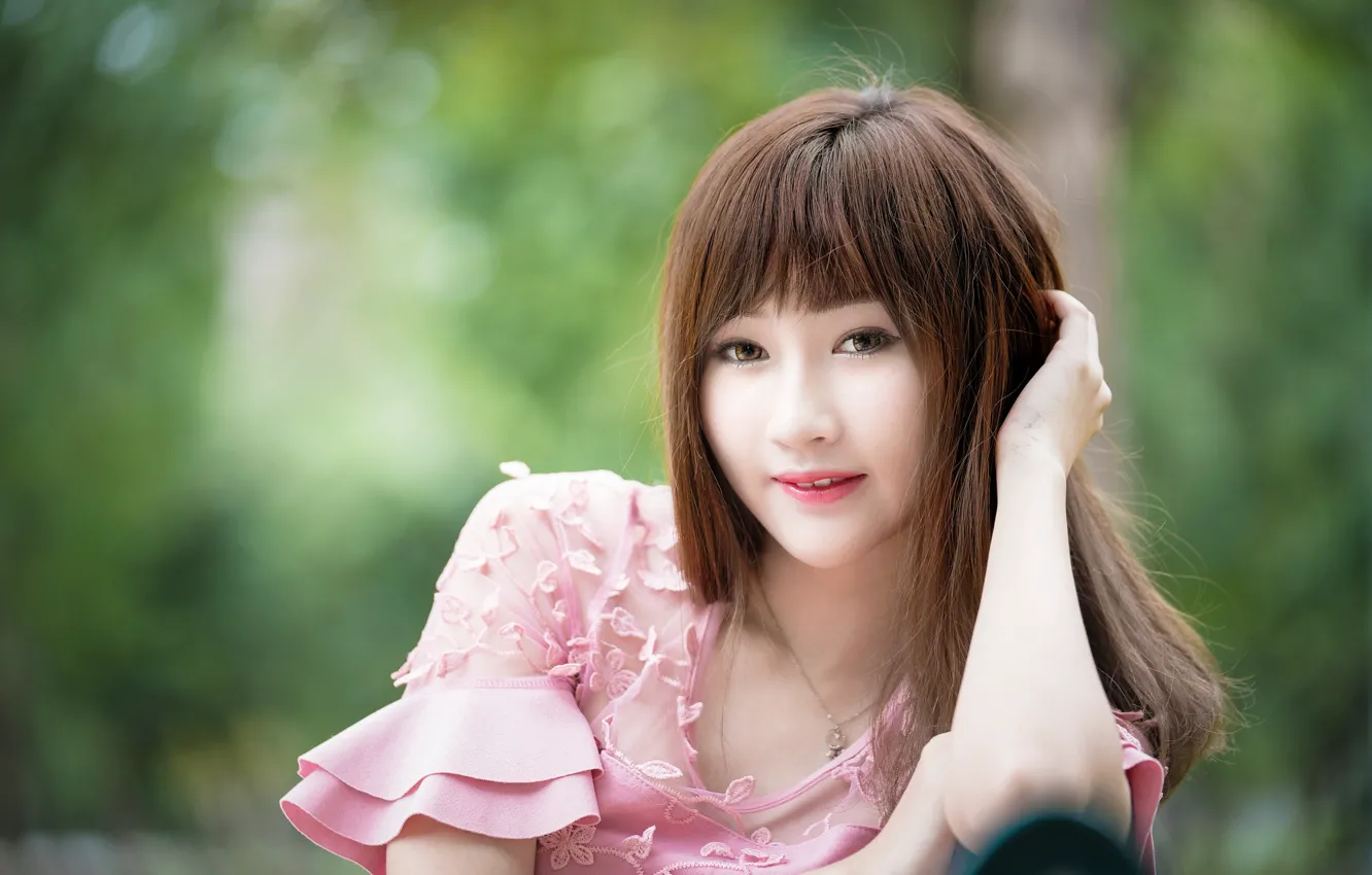 Photo wallpaper look, girl, Asian, cutie