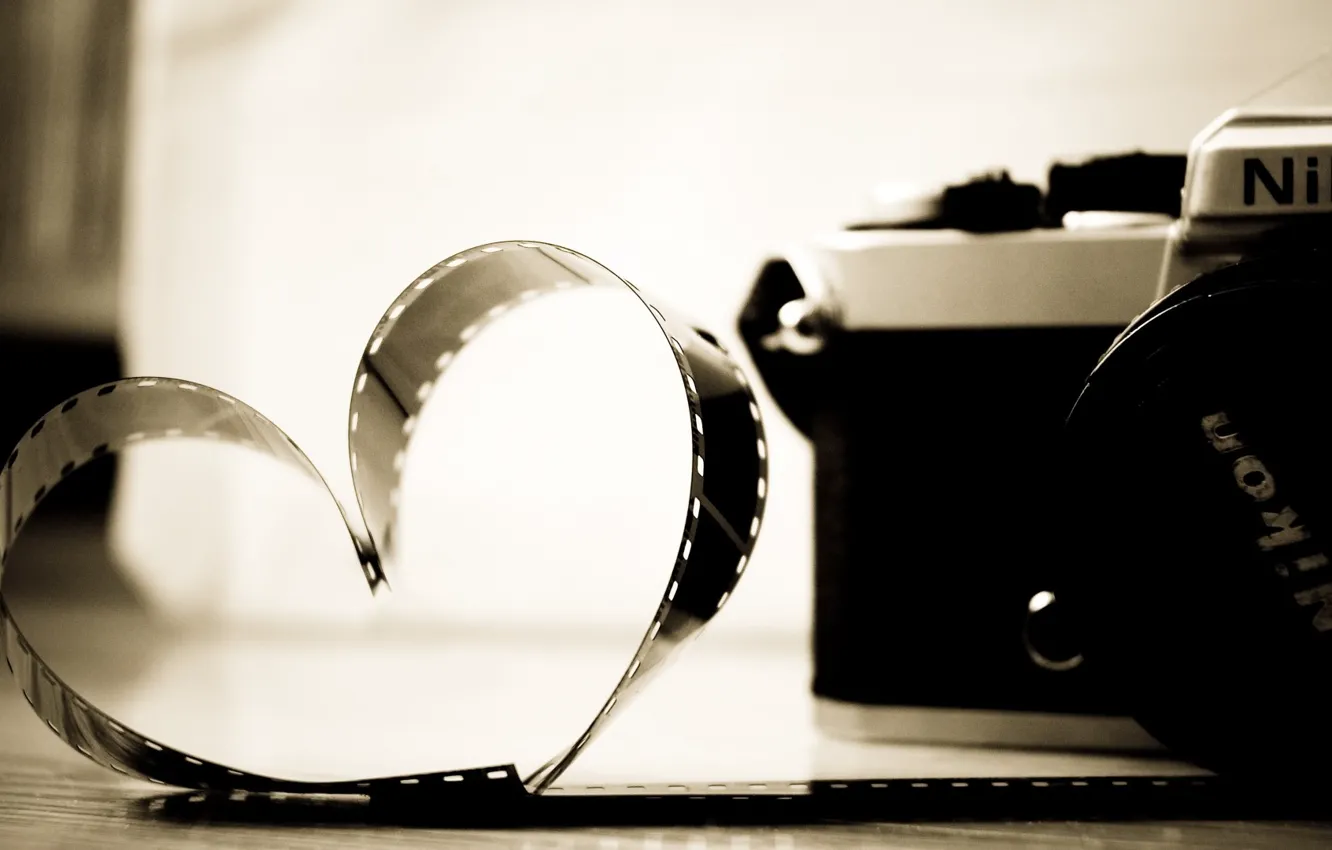 Photo wallpaper the camera, Nikon, hearts, film