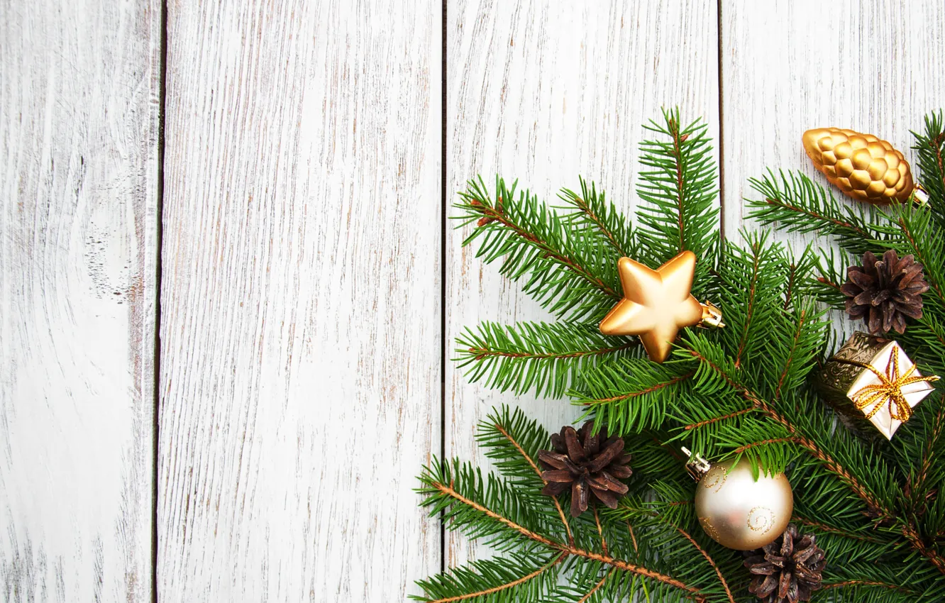 Photo wallpaper decoration, new year, Christmas, Christmas, wood, decoration, Merry, fir tree