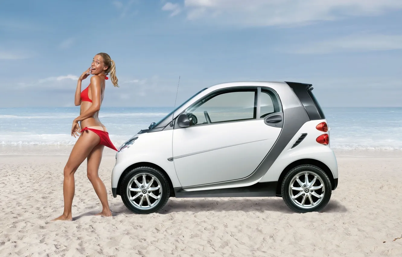 Photo wallpaper machine, beach, swimsuit, girl, Smart