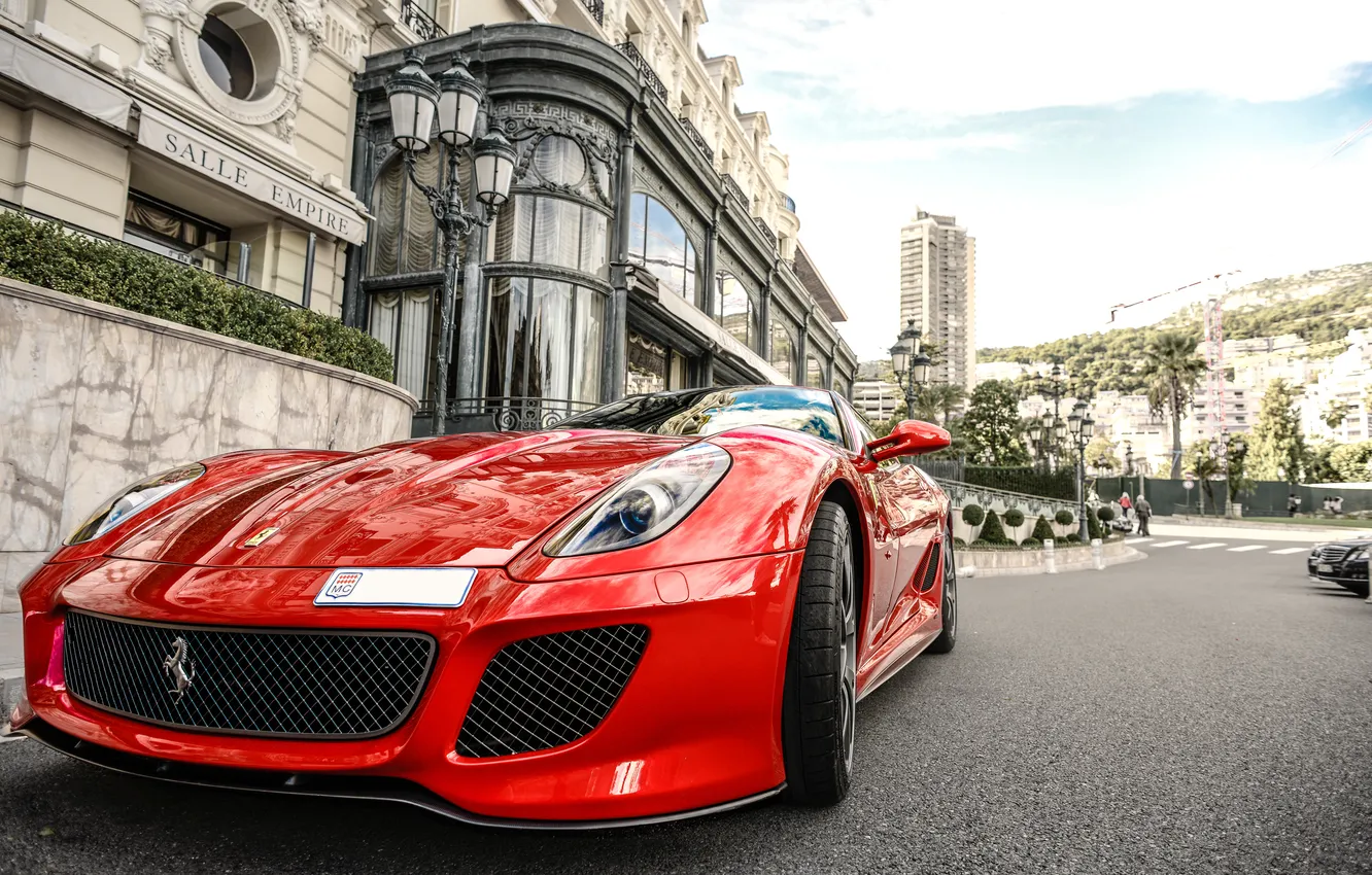 Photo wallpaper red, the city, Ferrari