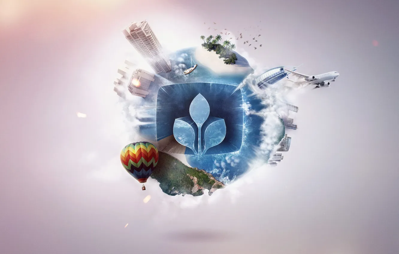 Photo wallpaper planet, logo, symbol