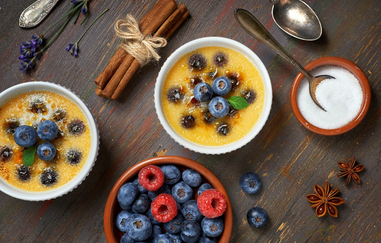 Photo wallpaper berries, dessert, creme brulee, Anya Ivanova