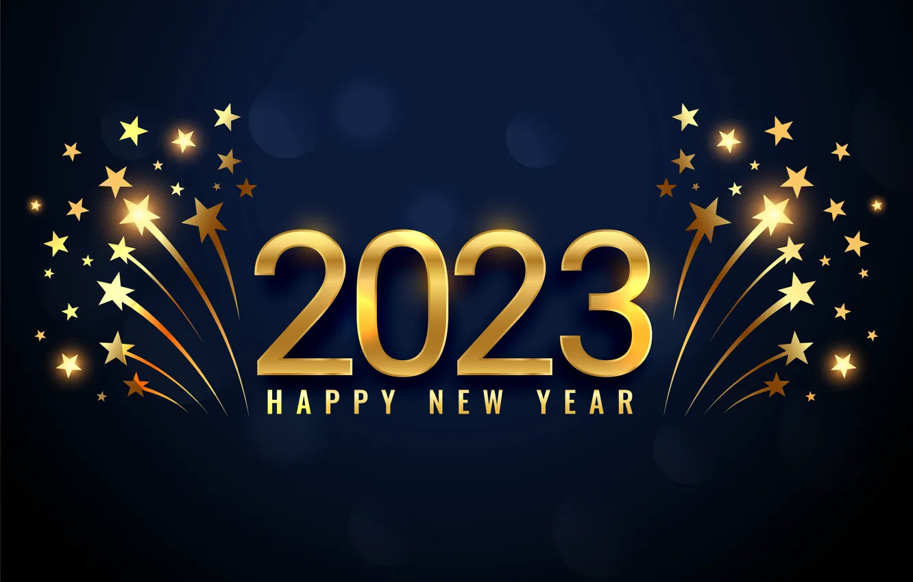 Photo wallpaper stars, lights, the inscription, Shine, new year, salute, figures, fireworks