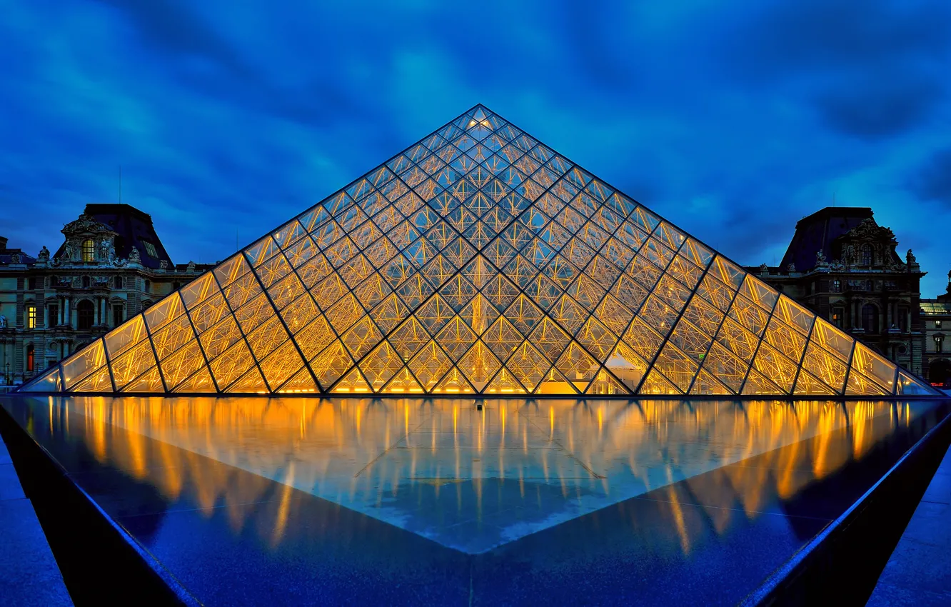 Photo wallpaper Paris, pyramid, Museum, France, the Louvre