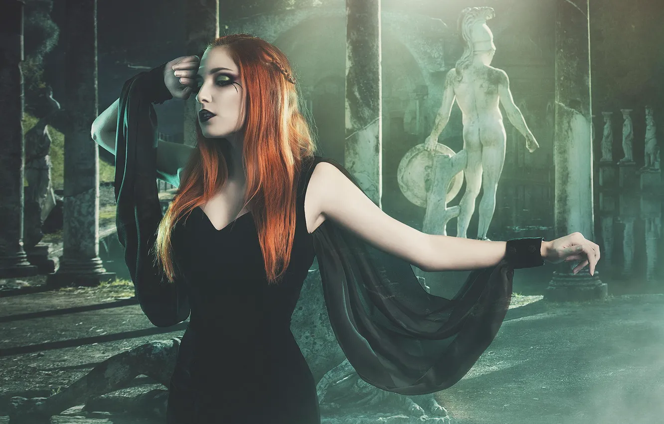 Photo wallpaper fantasy, art, Rome, redhead, antique statue