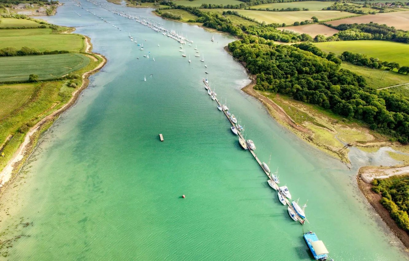 Photo wallpaper river, island, England, Medina, White