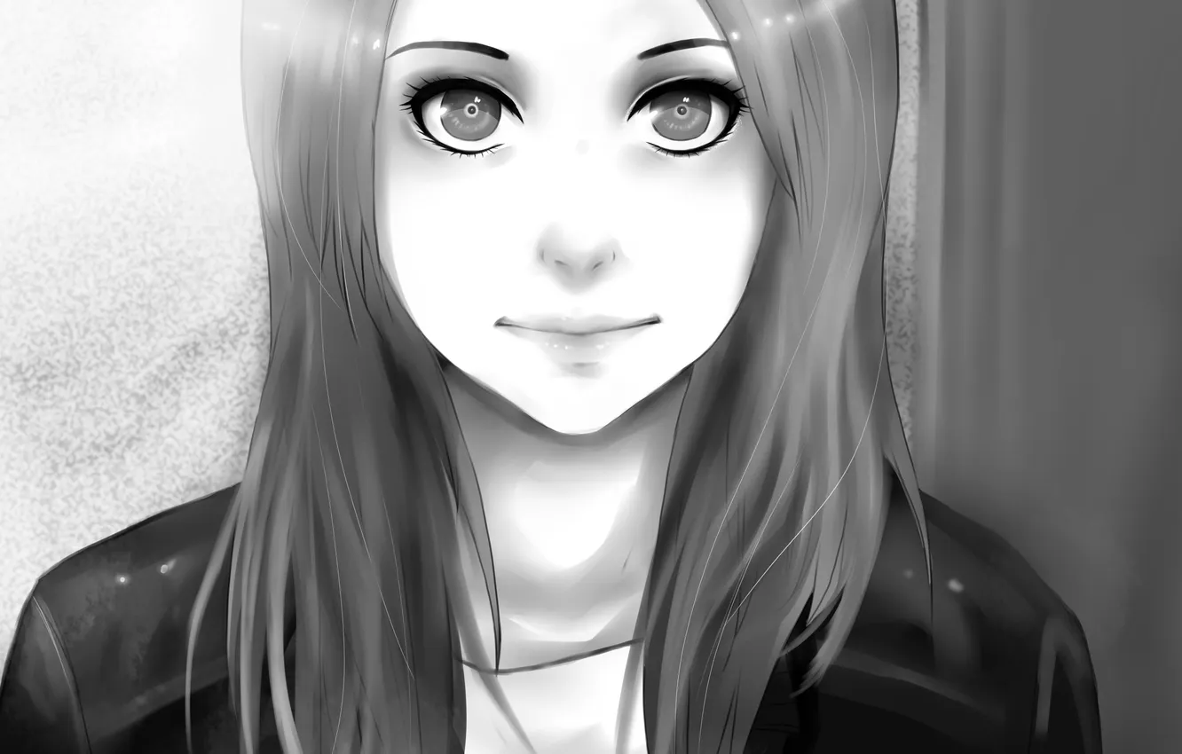 Photo wallpaper look, girl, lips, art, monochrome, Zapekanka's