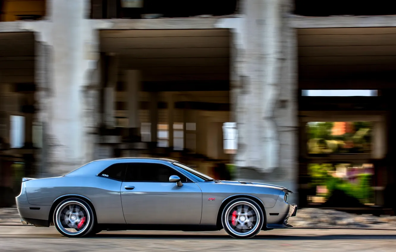 Photo wallpaper auto, blur, Dodge, SRT8, Challenger, side view, Dodge, in motion