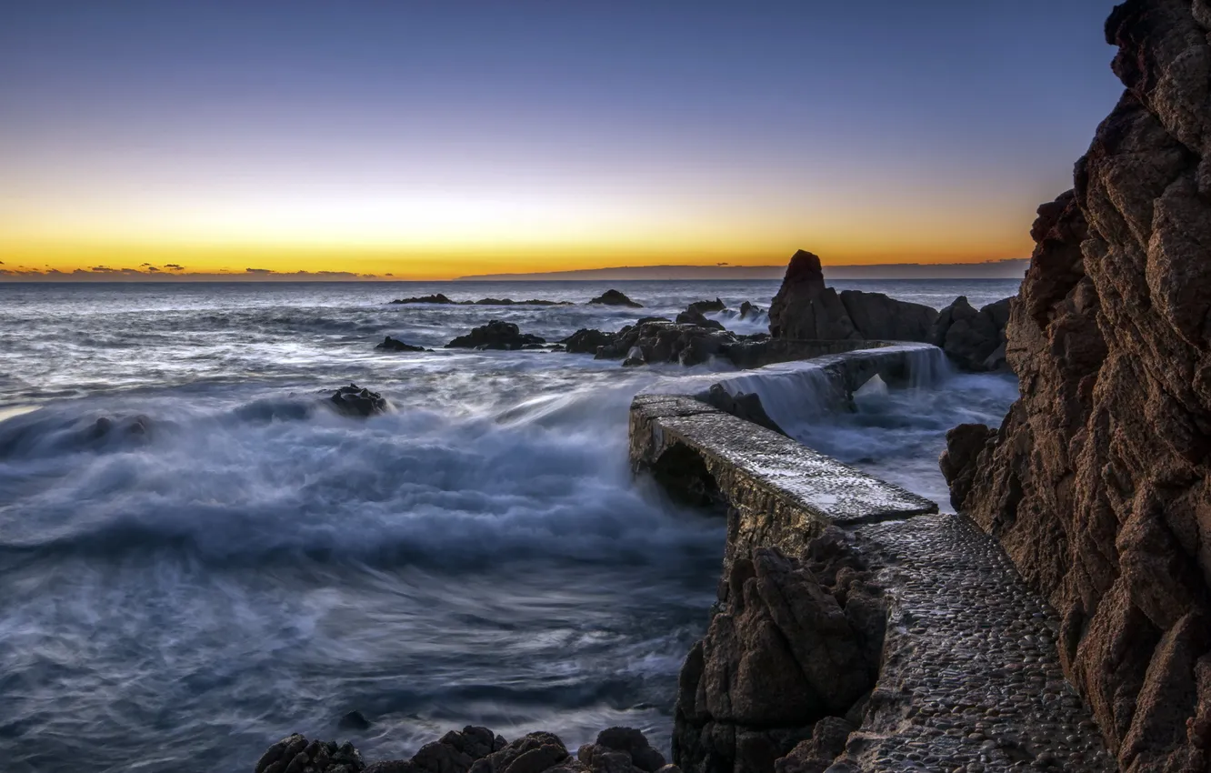 Photo wallpaper sea, landscape, bridge