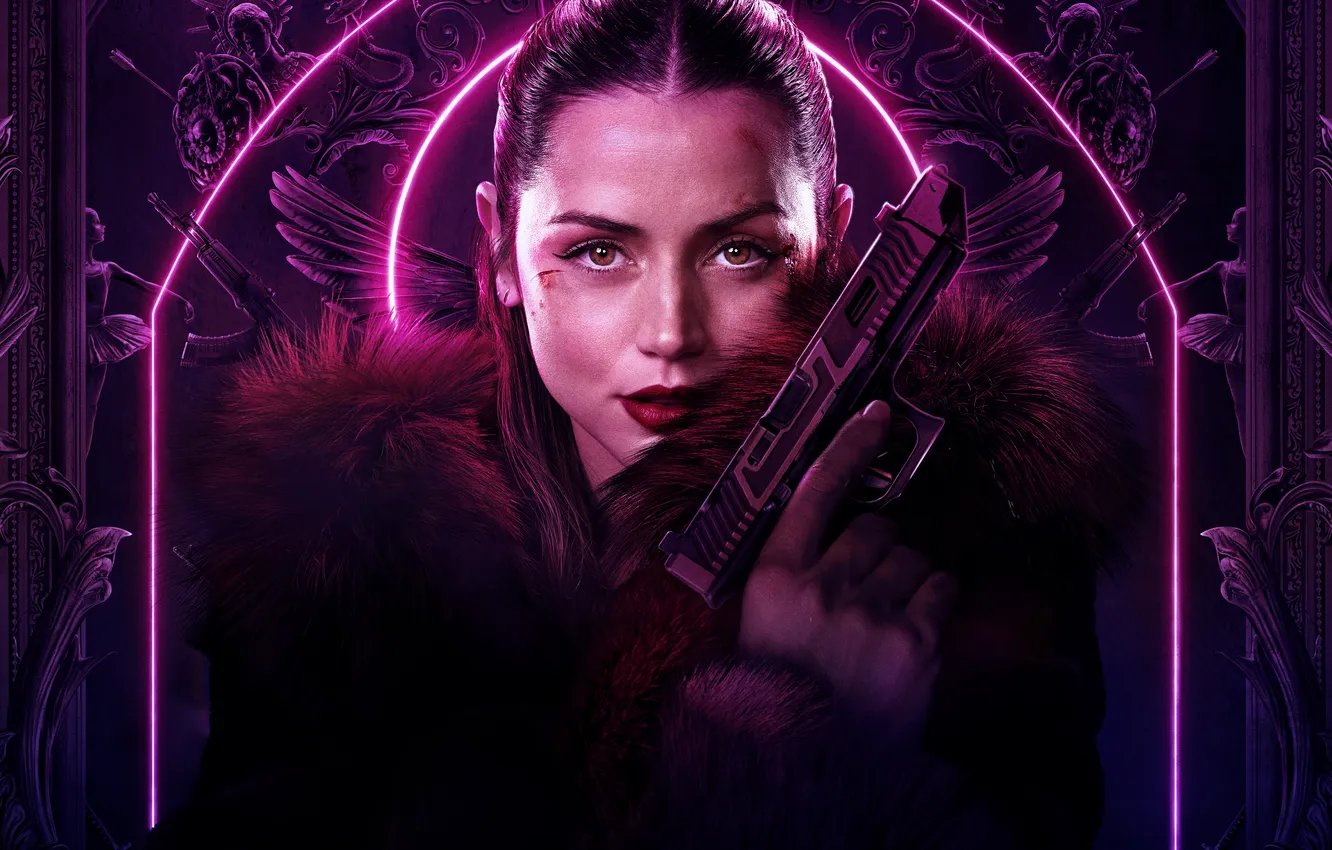 Photo wallpaper movies, Ballerina, Ana de Armas, 2025 Movies, Neon pink