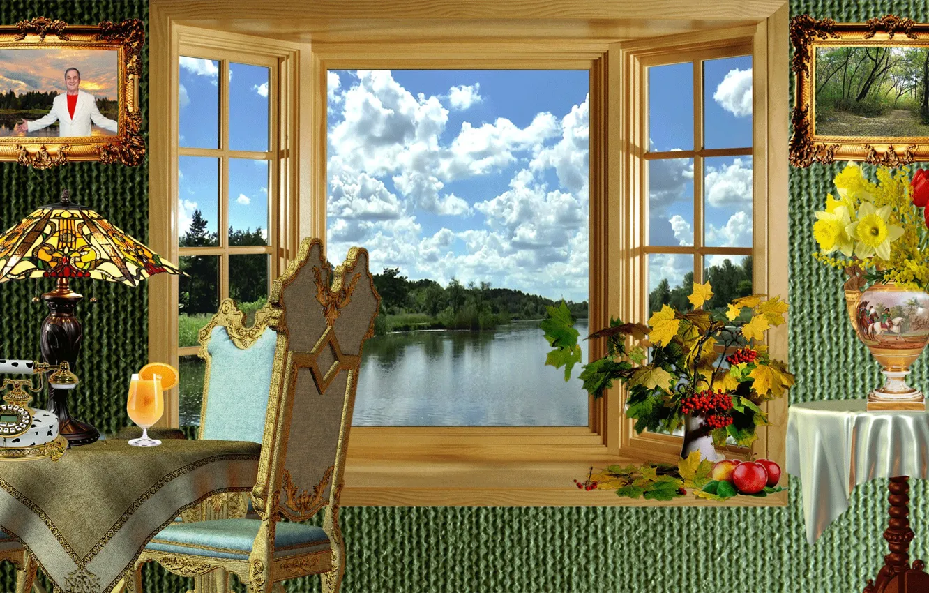 Photo wallpaper nature, house, room, interior, window