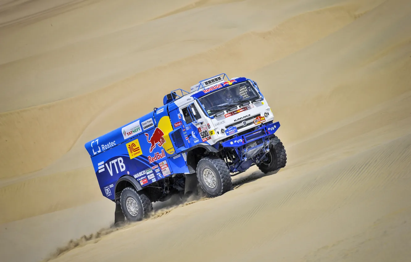 Photo wallpaper Sand, Machine, Truck, Race, Master, Russia, 500, Kamaz