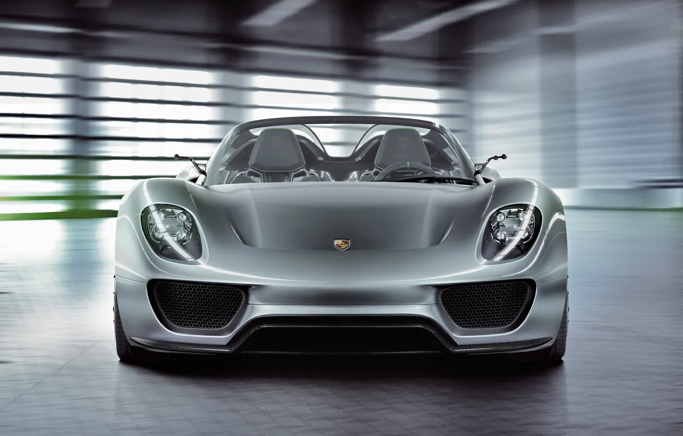 Photo wallpaper Concept, lights, Porsche, the concept, front view, Spyder, 918