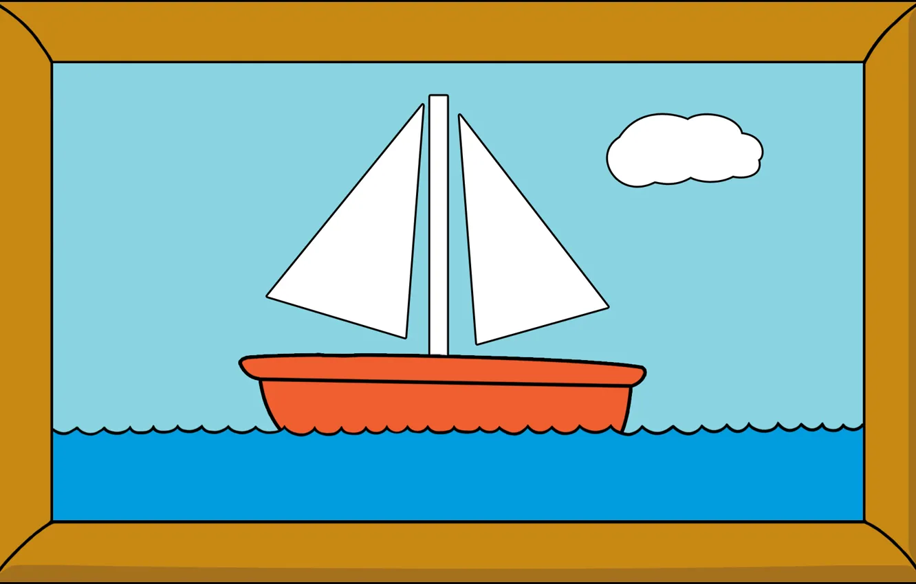 Photo wallpaper ship, picture, frame, sea, simpsons picture