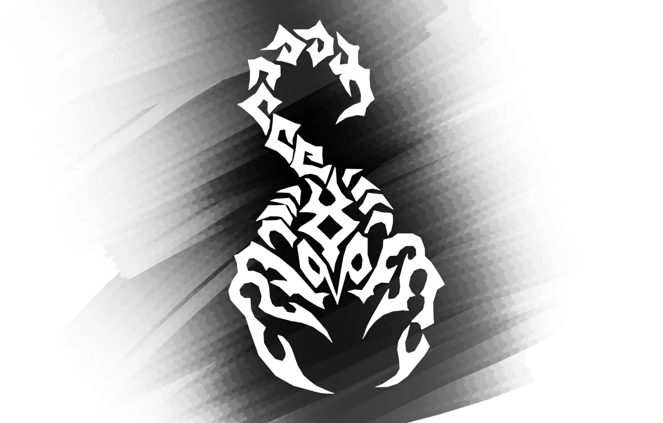 Photo wallpaper tattoo, Scorpio, Black and white