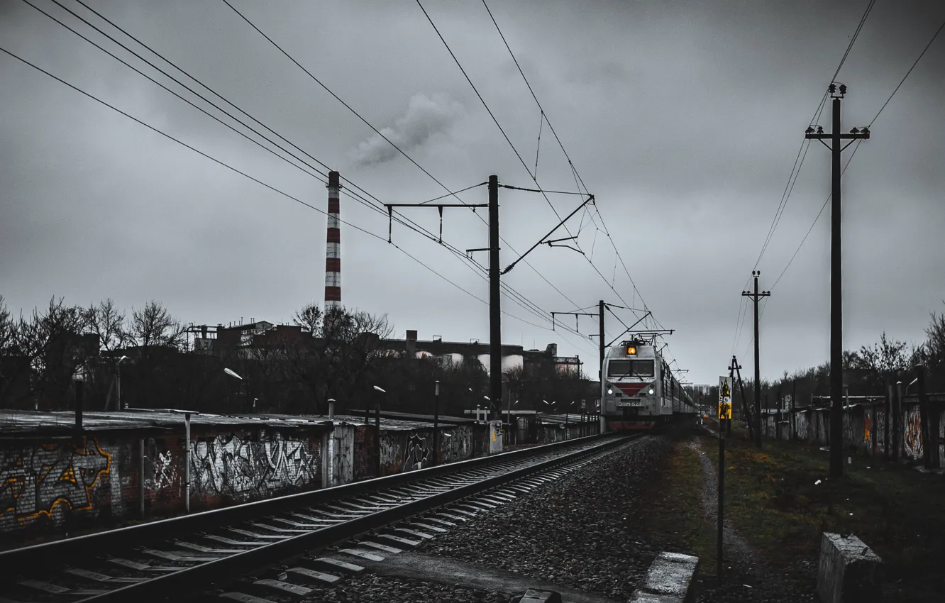 Photo wallpaper rain, cloud, train, Krasnodar, krasnodar, darkart