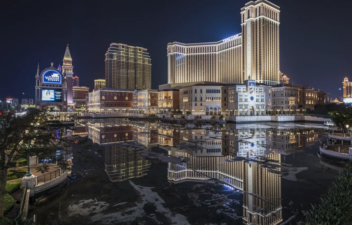 Photo wallpaper China, Venetian Macao-Resort-Hotel, night, the city, Macau