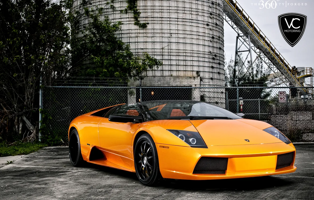 Photo wallpaper orange, Lamborghini, Lamborghini, murcielago, orange, 360 three sixty forged, LP640, murciélago