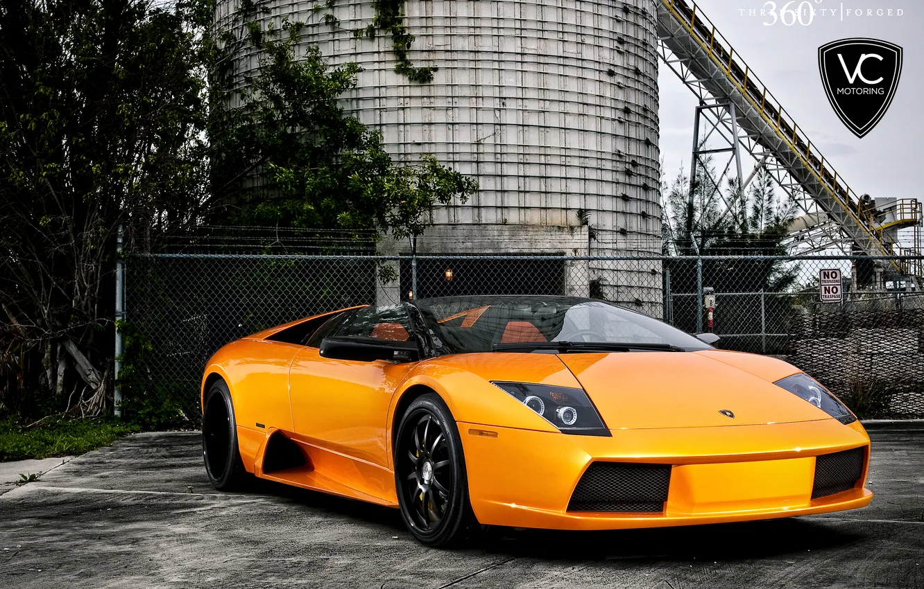 Photo wallpaper orange, Lamborghini, Lamborghini, murcielago, lp640, orange, 360 three sixty forged, murciélago