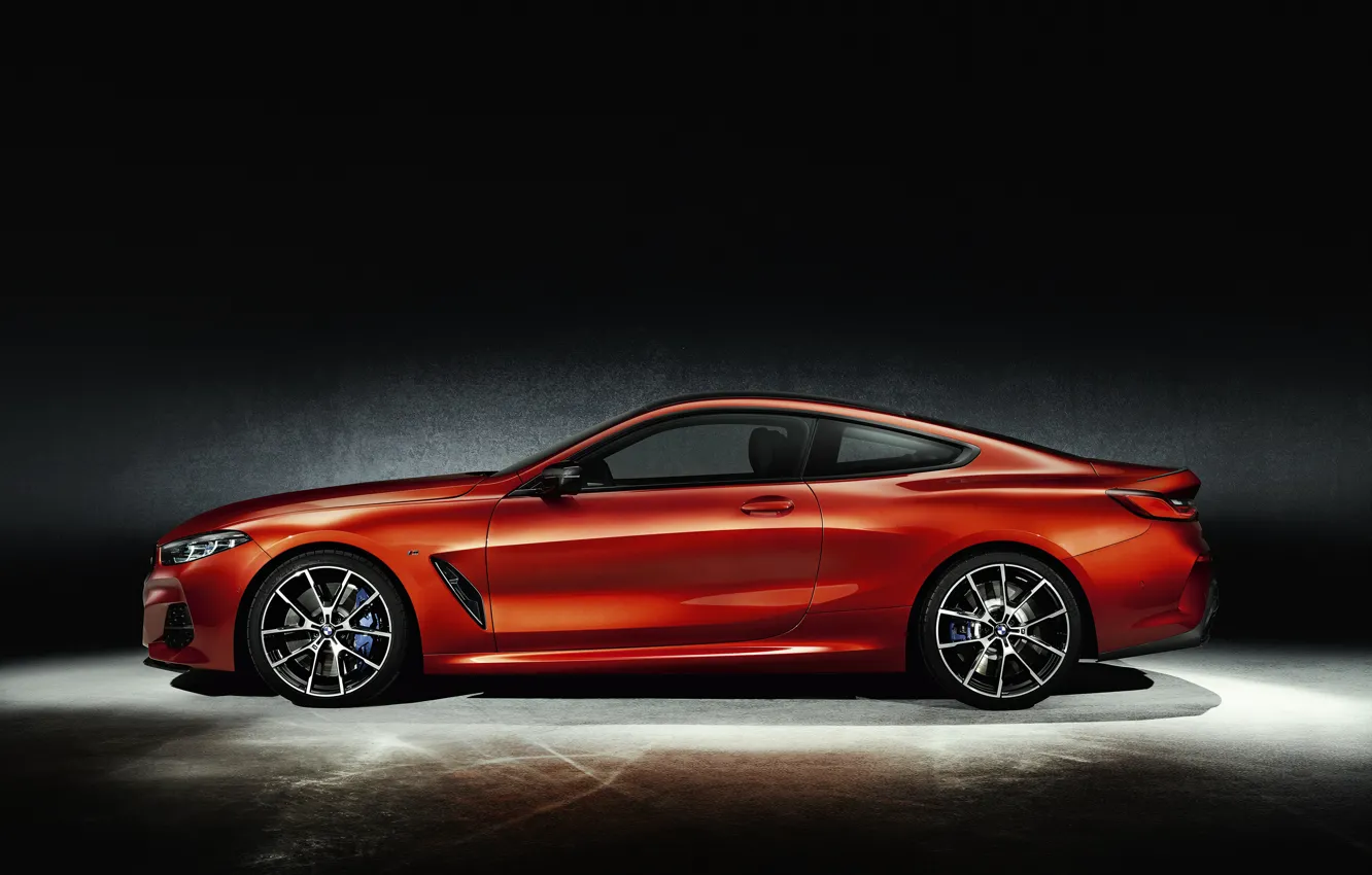 Photo wallpaper orange, background, coupe, BMW, profile, Coupe, 2018, 8-Series