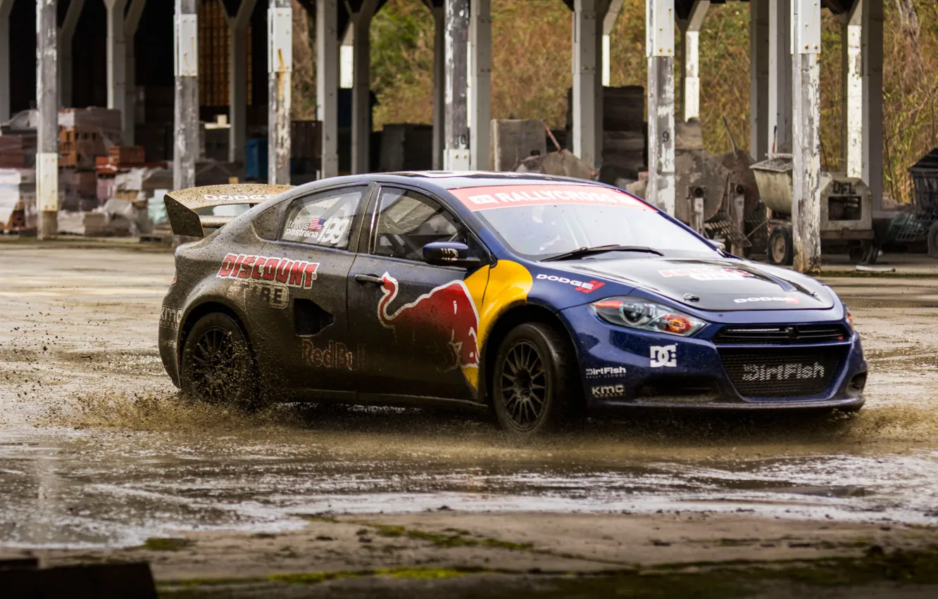 Photo wallpaper rally, dodge, red bull, dart, rallycross, Travis Pastrana