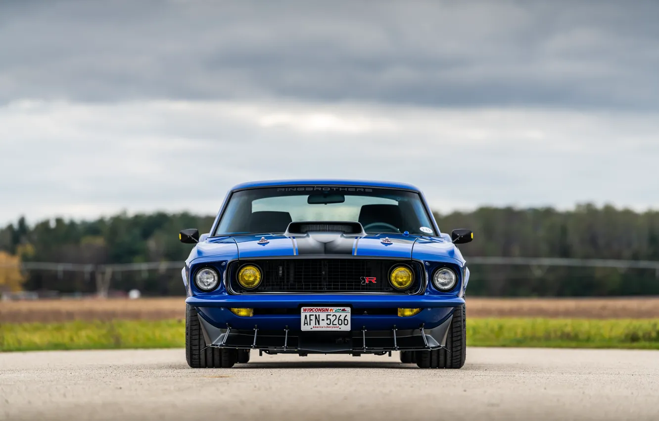 Photo wallpaper Ford, 1969, Lights, Ford Mustang, Muscle car, Mach 1, Classic car, Sports car