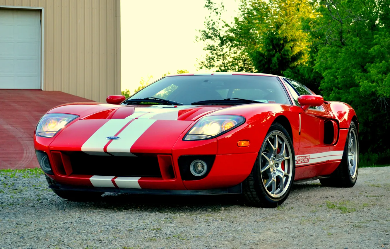 Photo wallpaper red, ford, garage, gt
