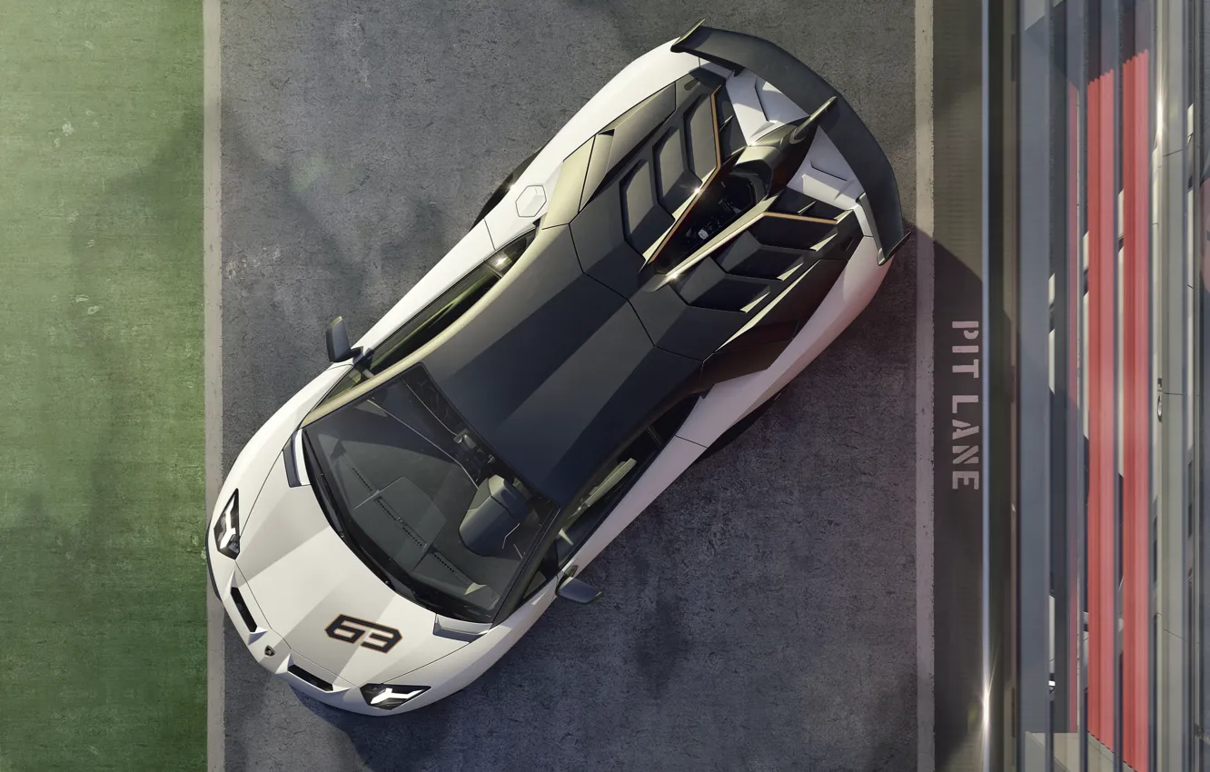 Photo wallpaper Lamborghini, supercar, the view from the top, 2018, Aventador, Aventador SVJ, The CONDOMINIUM 63