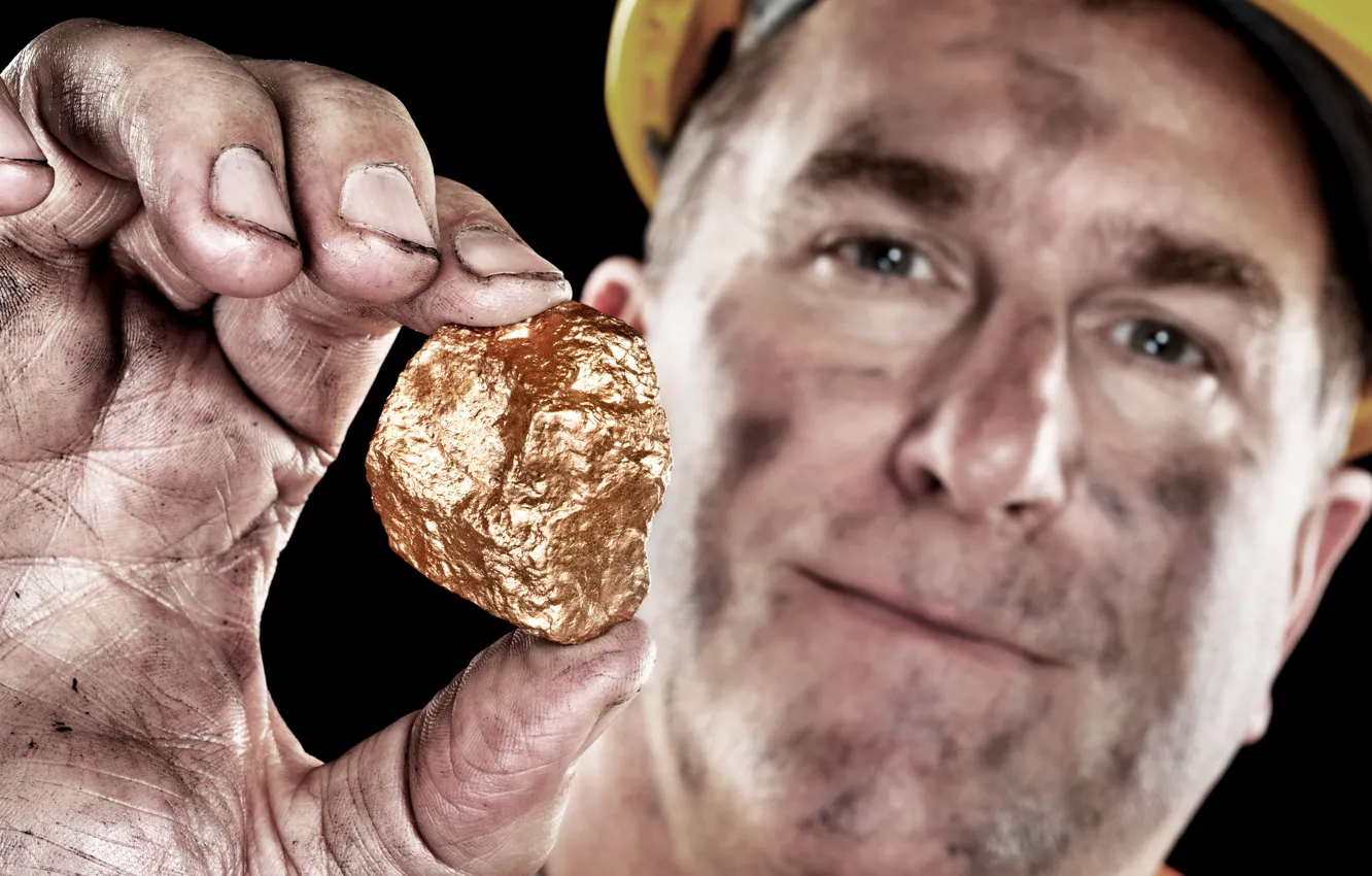 Photo wallpaper metal, gold, hand