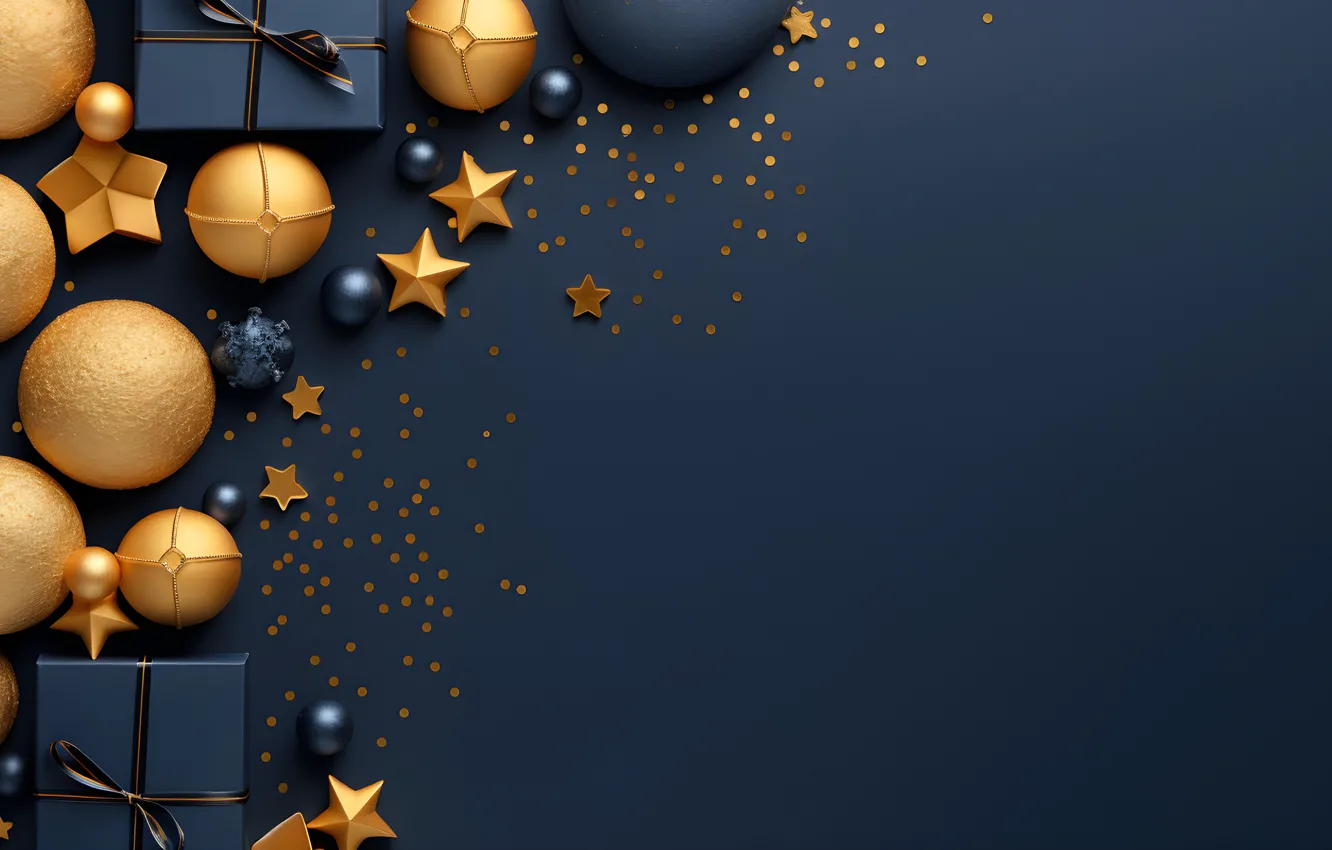 Photo wallpaper balls, the dark background, new year, texture, Christmas, blue background, Christmas decorations, Christmas decorations