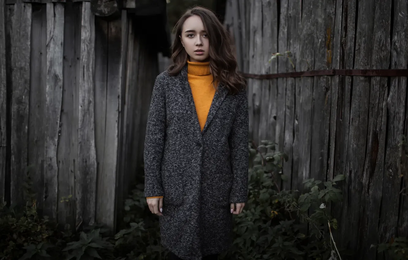 Photo wallpaper the fence, coat, Andrey Frolov, Valeria Novikova