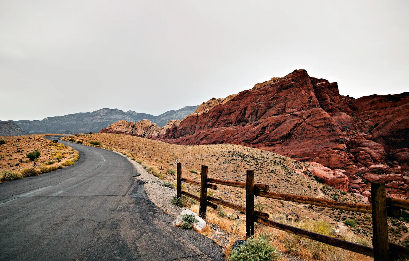 Photo wallpaper road, the sky, landscape, nature, rocks, canyon, road, sky