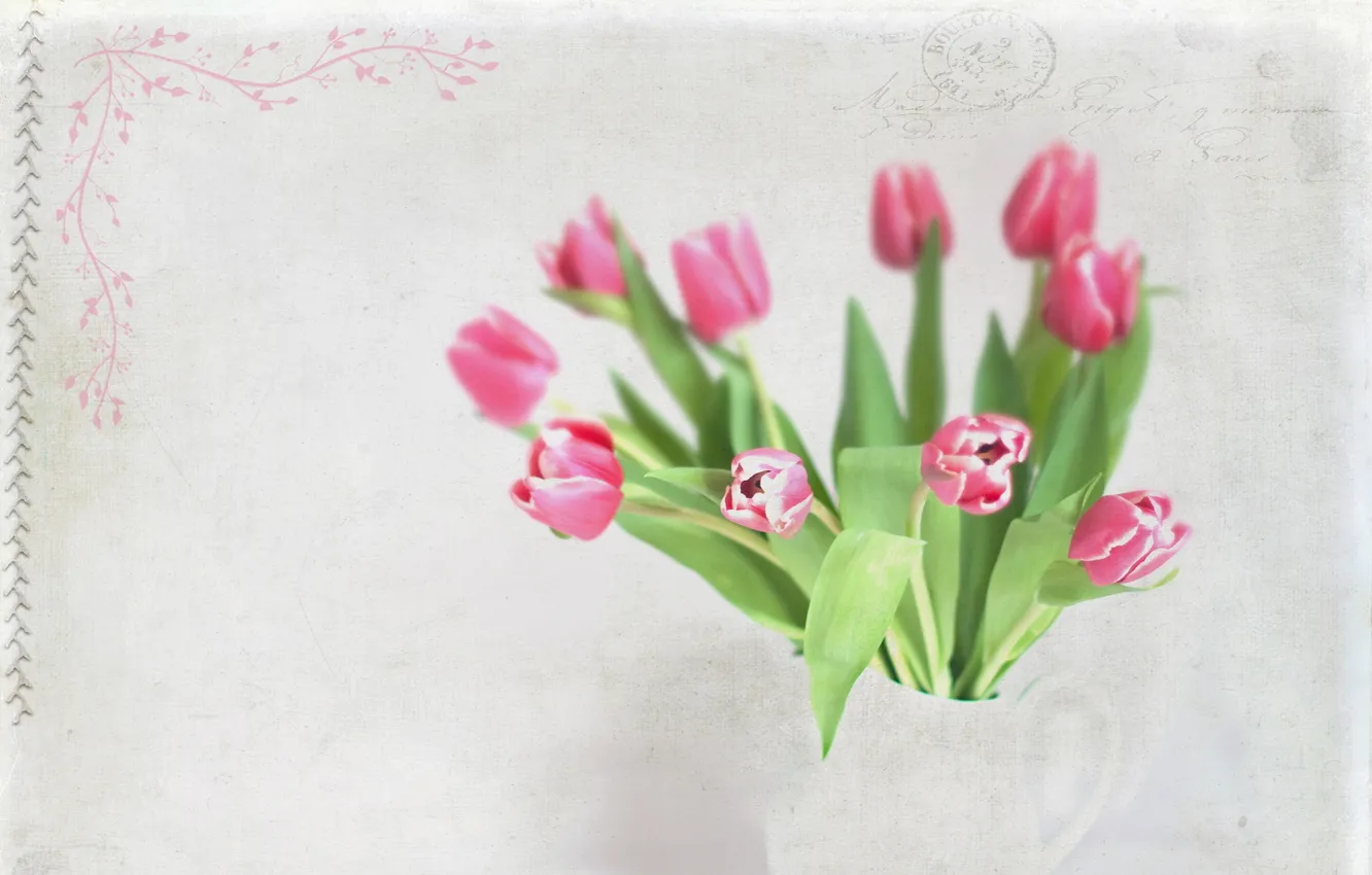 Photo wallpaper style, background, tulips