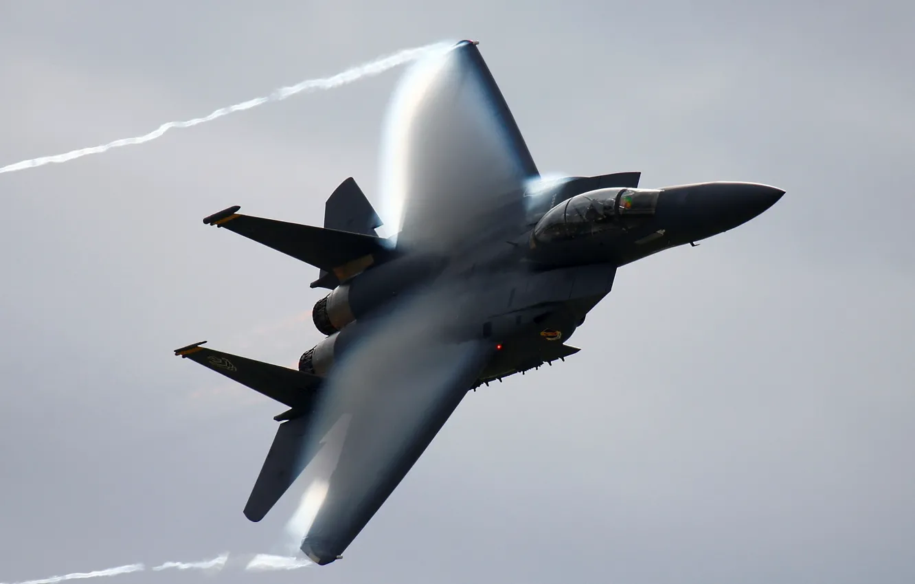 Photo wallpaper flight, fighter, F-15, the effect of Prandtl-glauert