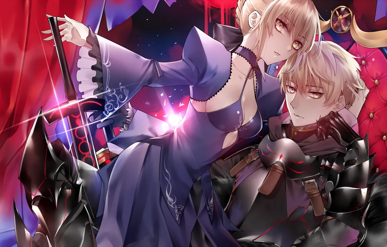Photo wallpaper girl, guy, two, saber, saber age, the saber, fate/grand order