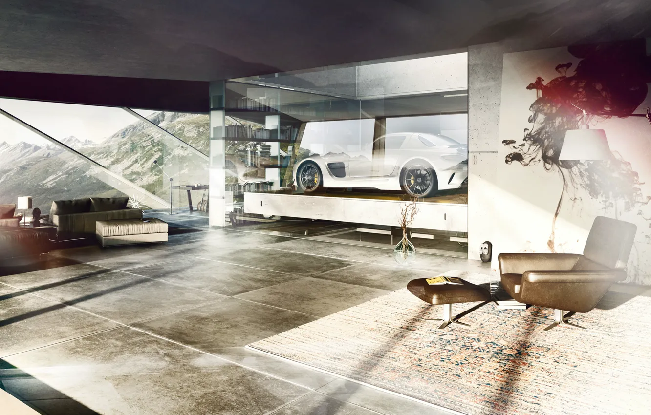 Photo wallpaper design, room, interior, Mercedes, mercedes sls