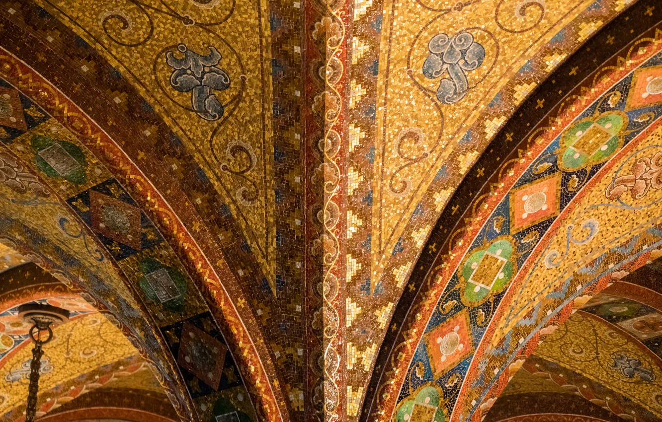 Photo wallpaper mosaic, support, arch