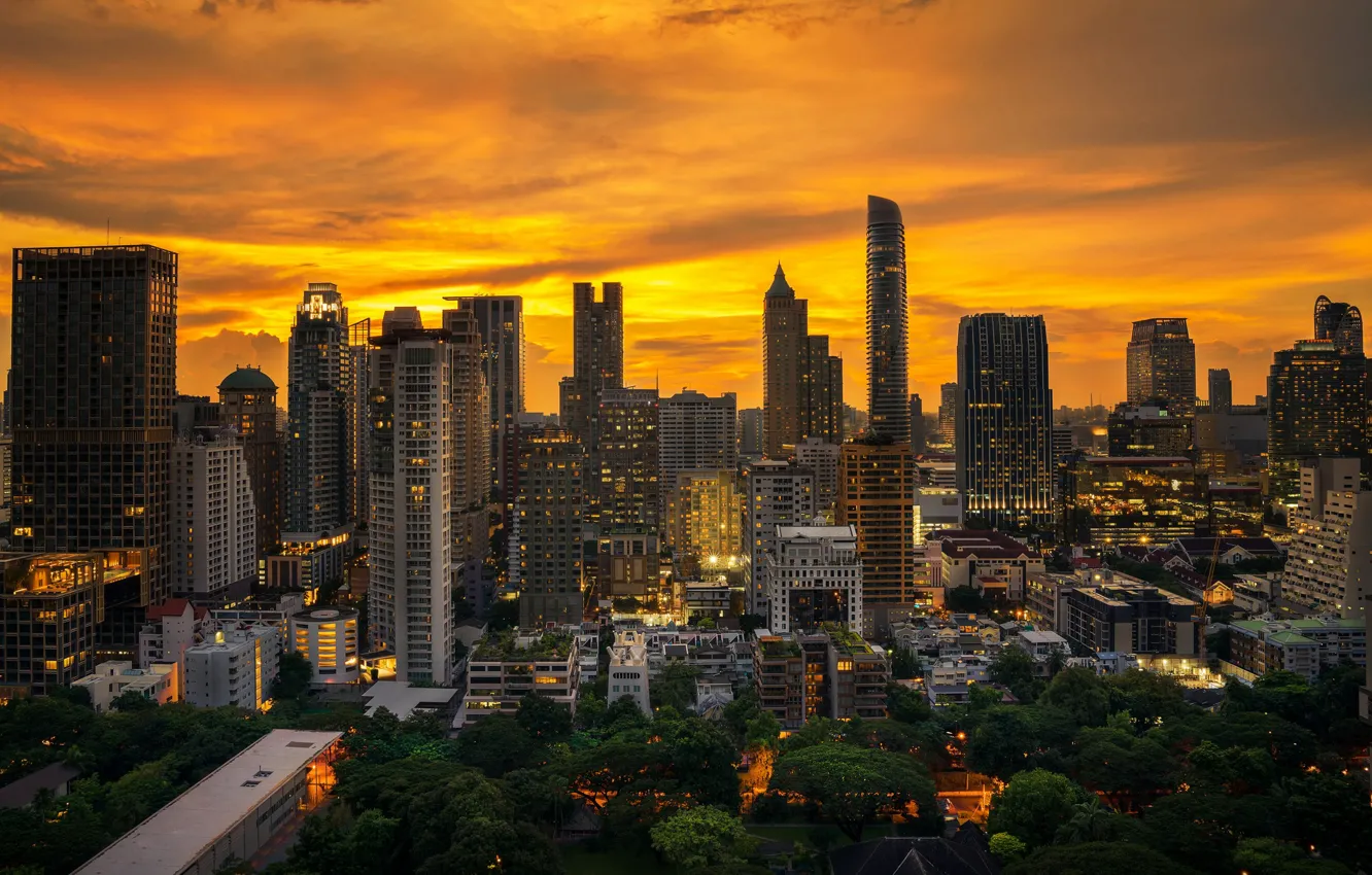 Photo wallpaper the city, night lights, skyscrapers, night city